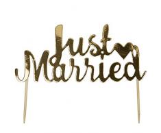Neviti Scripted Marble Tortendeko Cake Topper Just Married, Gold