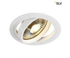 SLV LED Deckeneinbaustrahler NEW TRIA 150 I rund, single, QPAR 111, GU10, LS, Blattfeder, matt weiß, Einbauleuchte, Deckenstrahler, dreh- und schwenkbare Deckeneinbauleuchte, Indoor