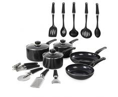Morphy Richards Equip - 5-teiliges Pfannen-Set mit 9-teiligem Zubehör-Set, Aluminium, schwarz, 20 x 38.5 x 16.5 cm