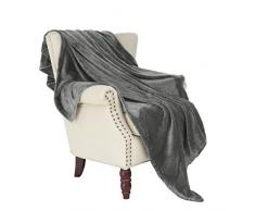 Exklusivo Mezcla Flanell Fleece Samt Plüsch Überwurf Decke – 127 x 178 cm (grau)
