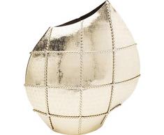 Kare Design Vase Mesh Deluxe Rund, Goldene Vase in luxuriösem Design, mit Zierlinien, edle Deko Vase für das Wohnzimmer (H/B/T) 47x42x17cm