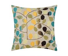 CaliTime Kissenbezüge Kissenhülle Dekokissen Fall Shell für Couch Sofa Dekoration Chenille Nette Blätter Beidseitig 45cm x 45cm Multi Farbe