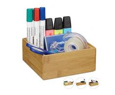 Relaxdays Ordnungsbox Bambus, stapelbar, natürliche Optik, Aufbewahrungsbox Küche, Bad, HxBxT: 6,5 x 15 x 15 cm, Natur, A