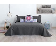 Secaneta Stilia Tagesdecke, wendbar, zweifarbig, Ultrasonic 3D-Effekt, für Frühling Sommer, Anthrazit/Perle, 250 x 270 cm / 150 cm Bett, 250 x 270 cm