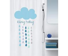 Spirella Anti-Schimmel Duschvorhang - Anti-Bakteriell, waschbar, wasserdicht, Polyester, „Wolke“ 180x200cm Weiß Blau