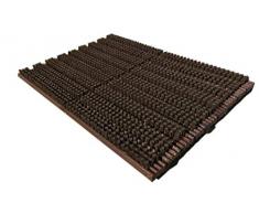 oKu-Tex Schuhabtreter | Türvorleger | Fußmatte | Woodscraper | Holz-Optik | mit Borsten | Braun | Für den Außenbereich | 40x60 cm