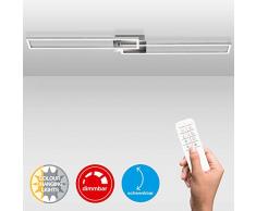 Briloner Leuchten LED Deckenleuchte, Deckenlampe dimmbar, inkl. Fernbedienung, inkl. Farbtemperatursteuerung, inkl. Nachtlichtfunktion und Timer, Chrom-Alu, 1100 x 248 x 78mm (LxBxH)