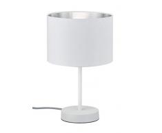 Trio Leuchten Hostel 508200189 Tischleuchte, Metall, Stoffschirm Weiß/Silber