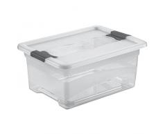 keeeper Aufbewahrungsbox mit Deckel und Schiebeverschluss, 39,5 x 29,5 x 17,5 cm, 12 l, Cornelia, Transparent