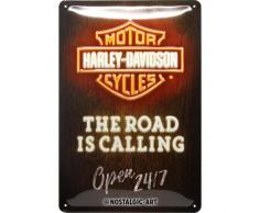 Nostalgic-Art 22294 Harley-Davidson-Road is Calling Neon, Retro Blechschild 20x30 cm, Metall, bunt, 20x 30 cm