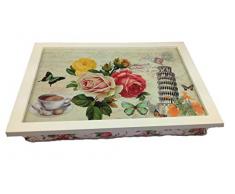 GMMH Landhaus Knietablett Pisa Laptop Tablett Bambus Unterlage Klapp Tisch Betttablett Frühstückstablett Serviertablett Tisch Tablett