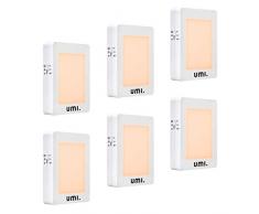 Umi. by Amazon 3 lm Steckdosen-Nachtlicht mit automatischem Dämmerungssensor, einstellbare Helligkeit für Flur, Schlafzimmer, Kinderzimmer, Küche, 6er-Pack