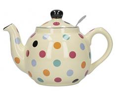 London Pottery Farmhouse Teekanne mit Teesieb gepunktet, keramik, Elfenbeinfarben mit bunten Punkten, 600 ml