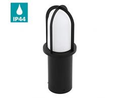 EGLO Außen-Wegelampe Paullo, 1 flammige Außenleuchte, Sockelleuchte aus verzinktem Stahl und Glas, Farbe: Schwarz, weiß, Fassung: E27, IP44