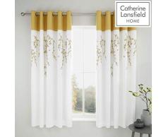 Catherine Lansfield Embroidered Blossom Ösenvorhang, Polyester, weiß, 168x183cm