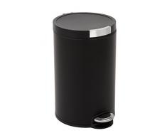 EKO Artistic Tretmülleimer 20L Metall (36.6 x 29.2 x 45.5 cm, Dämpfer-System, Fingerabdruck frei, Stay-Open, Eimer im Inneren), matt schwarz