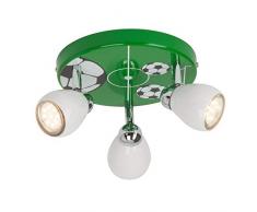 Brilliant Soccer LED Spotrondell 3 flg Deckenstrahler schwenkbar weiß/grün-schwarz-weiß Kinderzimmer 750 Lumen, 3x GU10 3W LED-Reflektorlampen inklusive