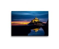 Calvendo Premium Textil-Leinwand 45 cm x 30 cm quer, Mont-Saint-Michel | Wandbild, Bild auf Keilrahmen, Fertigbild auf echter Leinwand, Leinwanddruck Orte Orte