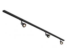 SLV LED Schienensystem PURIA, Starter Set, 1Phasen Schienen-Leuchte zur individuellen Innen-Beleuchtung, dreh- und schwenkbare Decken-Spots, Strahler-Schiene, Deckenstrahler, Decken-Lampe, 3x GU10