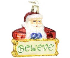 Old World Christbaumschmuck: Weihnachtsmann-Sortiment aus Glas geblasen Ornamenten für Weihnachtsbaum Believe Santa 3.250 Schwarz, Rot, Weiß, Blau, Grün, Gelb.