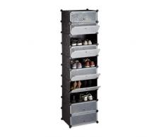 Relaxdays Schuhregal 10 Ebenen, Schuhschrank groß, Steckregal platzsparend, Regal DIY, HxBxT 176 x 49 x 37 cm, schwarz