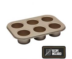 Paul Hollywood Backblech mit 6 tiefen Mulden 27x18.5 cm, Metall, Braun, 30 x 18 x 18 cm