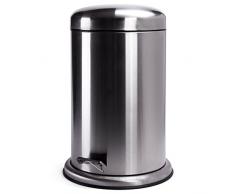 MSV Mülleimer Edelstahl Rostfrei 20 Liter Treteimer Abfalleimer Silber - gummierter Fuß und Extra Stabilisierung