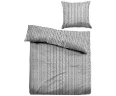 Tom Tailor 9509/805/001 Flanell Bettwäsche, 135 x 200 cm und 80 x 80 cm, nach Öko-Tex Standard 100, grau
