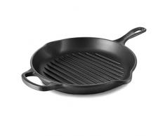 Le Creuset Gusseisen Grillpfanne Signature rund 26 cm, schwarz matt