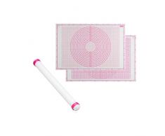 Kaiser Inspiration Fondantset, 2-teilig, Ausrollstab mit Ausrollmatte 60 x 40 cm, Teigroller, mit 2-fache Höhenjustierung, extrem glatte Rollfläche, Backmatte mit präzise Skalierung