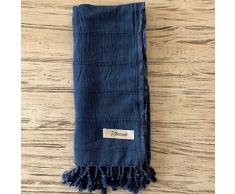 Bersuse Troy Handloom Türkisches Handtuch, 100% Baumwolle, 83,8 x 167,6 cm, Blau