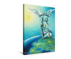 Premium Textil-Leinwand 50 x 75 cm Hoch-Format Erzengel Michael als Schutzengel der Erde | Wandbild, HD-Bild auf Keilrahmen, Fertigbild auf hochwertigem Vlies, Leinwanddruck von Marita Zacharias