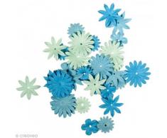 Rayher Hobby 7895508 Papier-Blütenmischung, versch. Größen, 1,5 - 2,5 cm, 4 Sorten, SB-Tube 36 Stück, Blautöne, Streublüten, Blütenköpfe, Streudeko Blumen