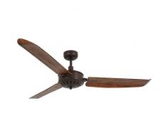 LUCCI AIR Deckenventilator mit Wandsteuerung, Plastik, Weiß/Koa dunkel, 142 x 142 x 34,5 cm