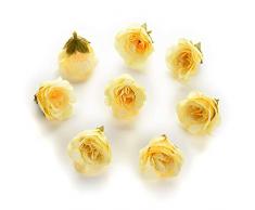 Seidenblumen in Großhandel Kunstblumen Köpfe Pfingstrose Blütenkopf Seide Künstliche Blumen Hochzeit Dekoration DIY Girlande Handwerk Blume 30 Stück 4 cm gelb