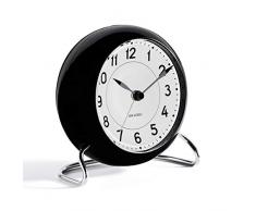 Arne Jacobsen Station Tischuhr, Glas, schwarz, 11cm