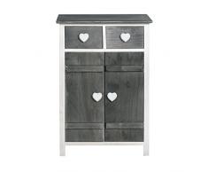 Rebecca Mobili Allzweckschrank Küchenschrank, Badschrank 2 Türen 2 Schubladen, Weiß Grau, Paulownienholz, Schlafzimmer Bad – Maße: 73 x 51 x 31 cm (HxLxB) - Art. RE4362