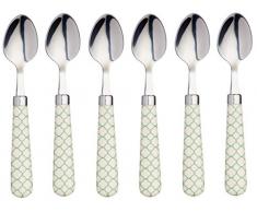 Kitchen Craft AMZKCTSPNGEOGRSET6 Farbige Teelöffel mit Geometrischem Muster, Edelstahl, grün 15,5 x 3 x 2 cm, 6-Einheiten