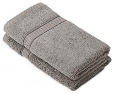 Pinzon by Amazon Handtuchset aus Baumwolle, Grau, 2 Handtücher, 600g/m²
