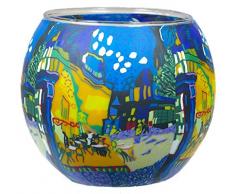 Himmlische Düfte Geschenkartikel CC237 Tischdekoration, Cafe Terasse bei Nacht Windlicht Glas 11 x 11 x 9 cm, bunt