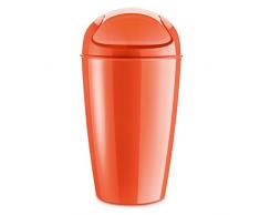 koziol Schwingdeckeleimer 30 L Del XL, Kunststoff, solid orangerot, 34 x 34 x 64,8 cm