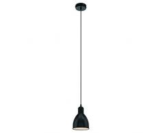 EGLO Pendellampe Priddy, 1 flammige Vintage Pendelleuchte im Industrial Design, Retro Hängelampe aus Stahl, Farbe: Schwarz, weiß, Fassung: E27