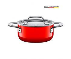 Silit Zeno Red Kochtopf 16cm, Metalldeckel, Bratentopf 1,3l, Silargan Funktionskeramik, Topf Induktion, rot