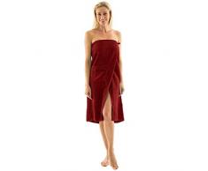 aqua-textil Wellness Saunakilt Damen 90 x 150 cm Bordeaux rot Baumwolle Saunasarong Frottee Kilt Langer Schnitt