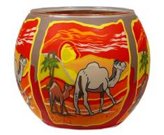 Himmlische Düfte Geschenkartikel CC213 Tischdekoration, Camels Windlicht Glas 11 x 11 x 9 cm, bunt