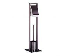 Relaxdays, Bronze-schwarz WC Garnitur mit Toilettenpapierhalter, Toilettenbürste u. Bürstenhalter, HxBxT 72 x 19 x 19 cm
