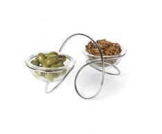 Black+Blum Snackschale mit Doppelschlaufen, Stahl, Silber, 30 x 20.5 x 12 cm