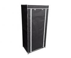 Perel Textiler Kleiderschrank, Stahl, Faserstoff, Schwarz, 70 x 46 x 148 cm
