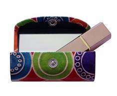 The StoreKing Lippenstift-Etui aus Leder – Organizer Tasche für Geldbörse – Lippenstifthalter – langlebiges weiches Leder – Kosmetik-Aufbewahrungs-Set mit Spiegel für Mädchen und Frauen, Leder, schwarz / weiß, 3 CM X 8 CM