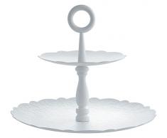 Alessi Dressed for X-Mas Etagere mit Zwei Ebenen aus Stahl, epoxidharzlackiert, weiß. Reliefdekor, White, 25 x 25 x 21 cm